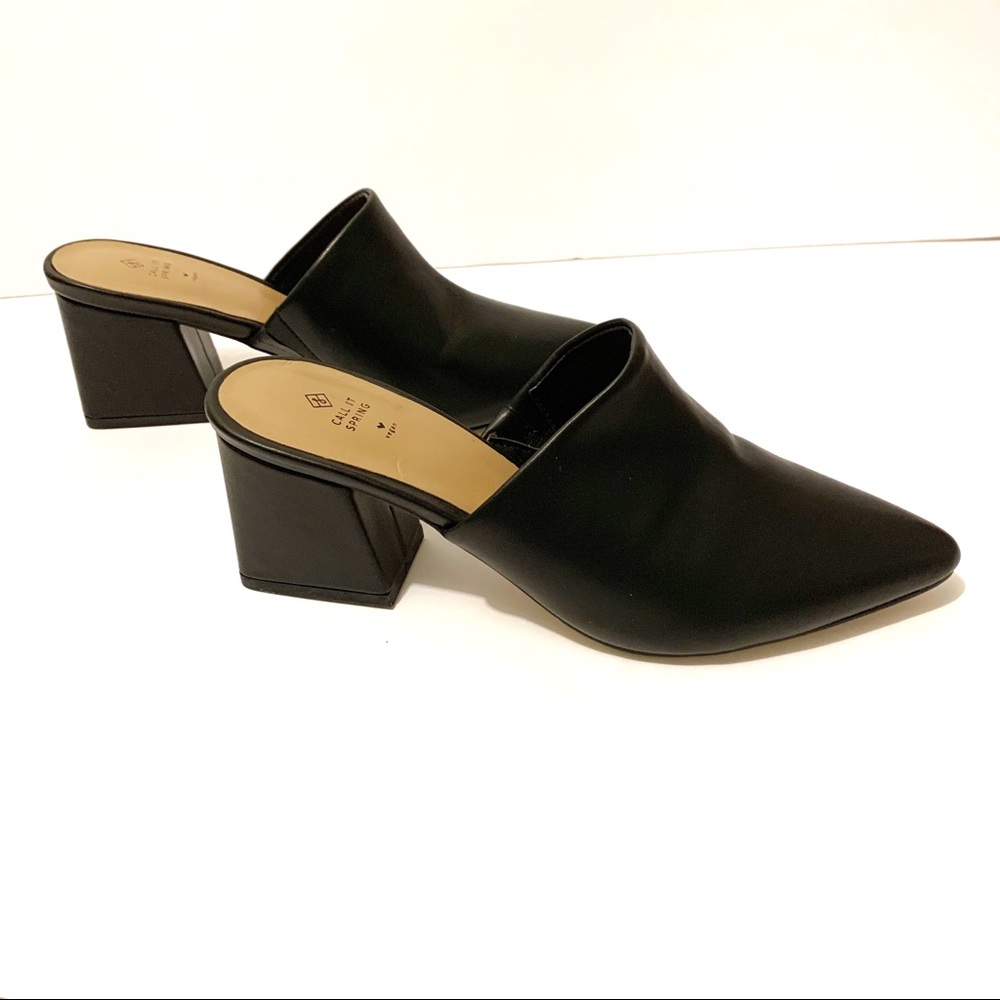 Call it spring black pointed toe mules - Picture 3 of 6
